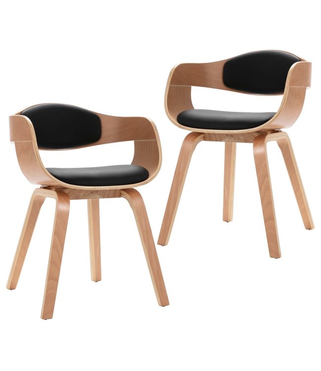 Eetkamerstoelen 2 st gebogen hout en kunstleer