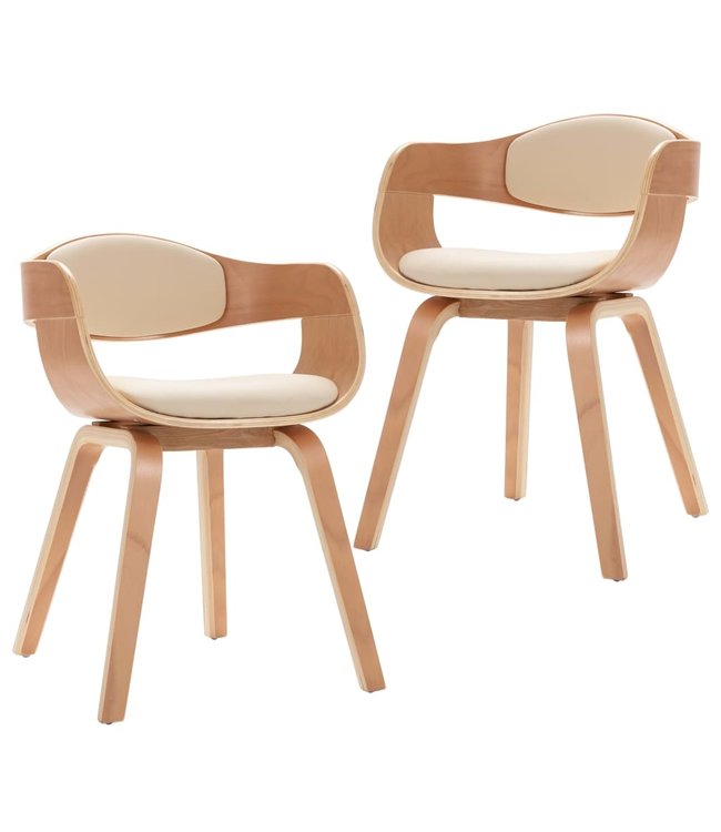 Eetkamerstoelen 2 st gebogen hout en kunstleer