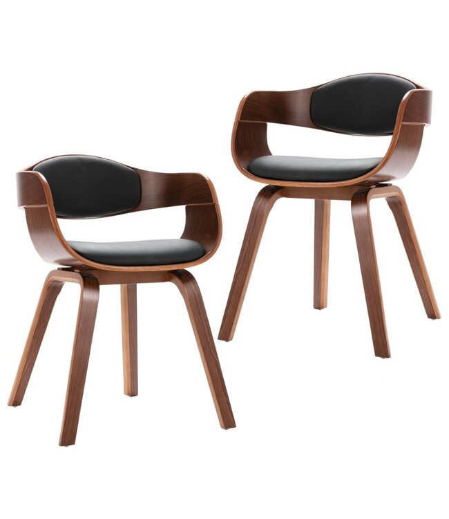 Eetkamerstoelen 2 st gebogen hout en kunstleer