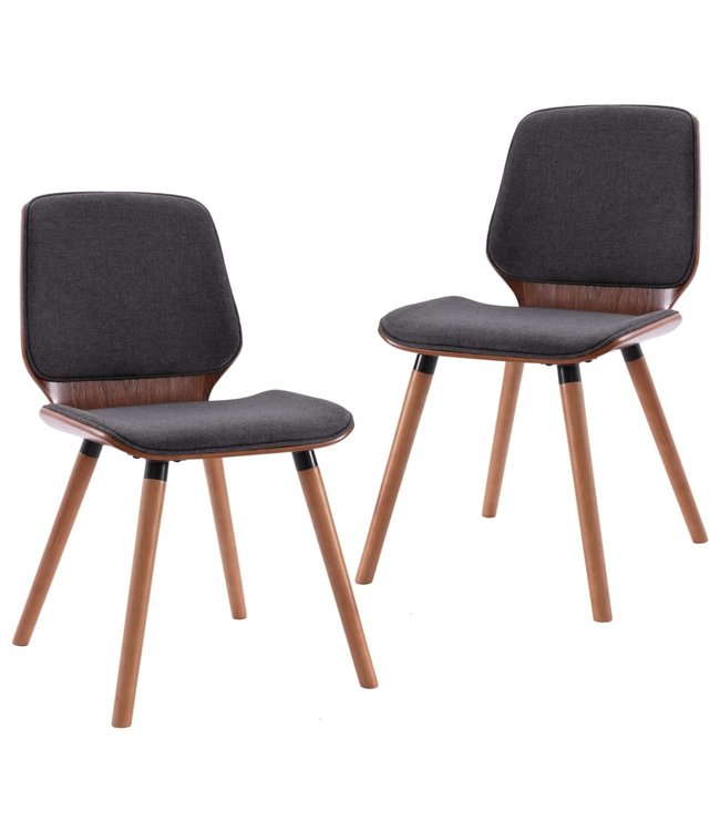 Eetkamerstoelen 2 st stof grijs