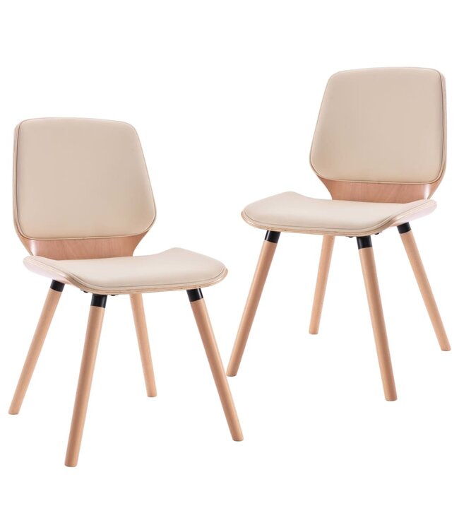 Eetkamerstoelen 2 st kunstleer crème