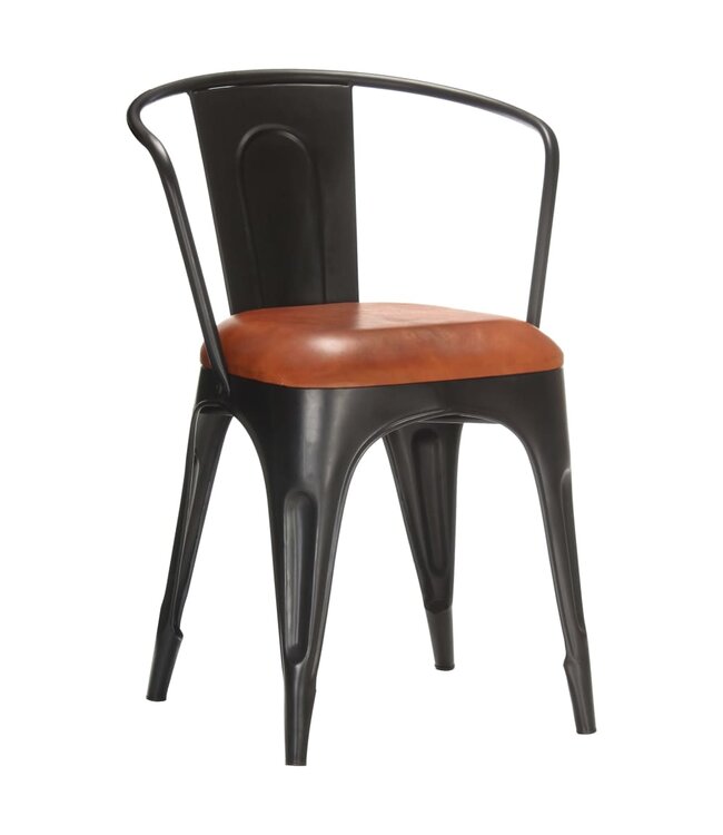 Eetkamerstoelen 2 st echt leer bruin