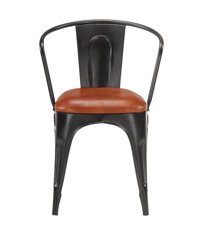 Eetkamerstoelen 2 st echt leer bruin