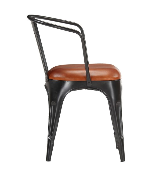 Eetkamerstoelen 2 st echt leer bruin