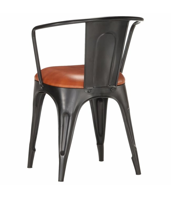 Eetkamerstoelen 2 st echt leer bruin