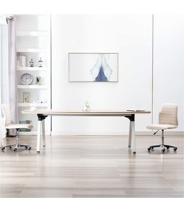 Eetkamerstoelen 2 st stof crème