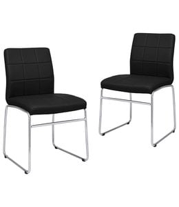 Eetkamerstoelen 2 st kunstleer zwart