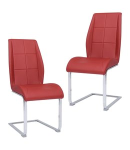 Eetkamerstoelen 2 st stof rood