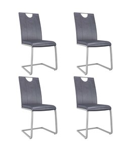 Eetkamerstoelen 4 st kunstleer suèdegrijs
