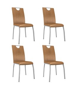 Eetkamerstoelen 4 st kunstleer bruin