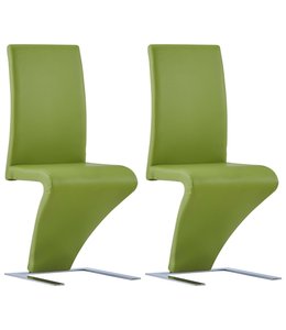 Eetkamerstoelen met zigzag-vorm 2 st kunstleer groen