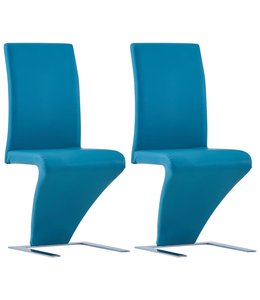 Eetkamerstoelen met zigzag-vorm 2 st kunstleer blauw