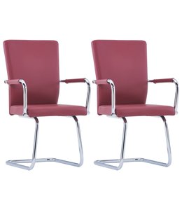 Eetkamerstoelen 2 st kunstleer rood