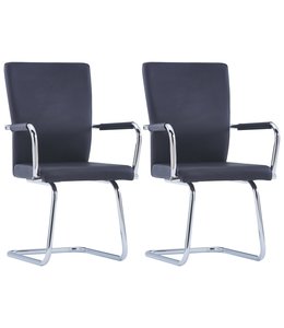 Eetkamerstoelen 2 st kunstleer zwart