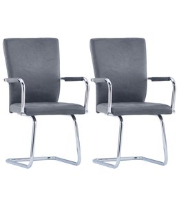 Eetkamerstoelen 2 st kunstleer suèdegrijs