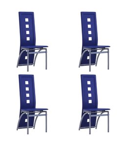 Eetkamerstoelen 4 st kunstleer blauw