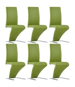Eetkamerstoelen met zigzag-vorm 6 st kunstleer groen