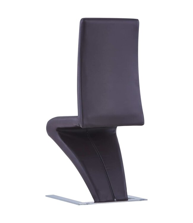 Eetkamerstoelen met zigzag-vorm 6 st kunstleer bruin