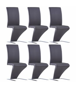 Eetkamerstoelen met zigzag-vorm 6 st kunstleer grijs