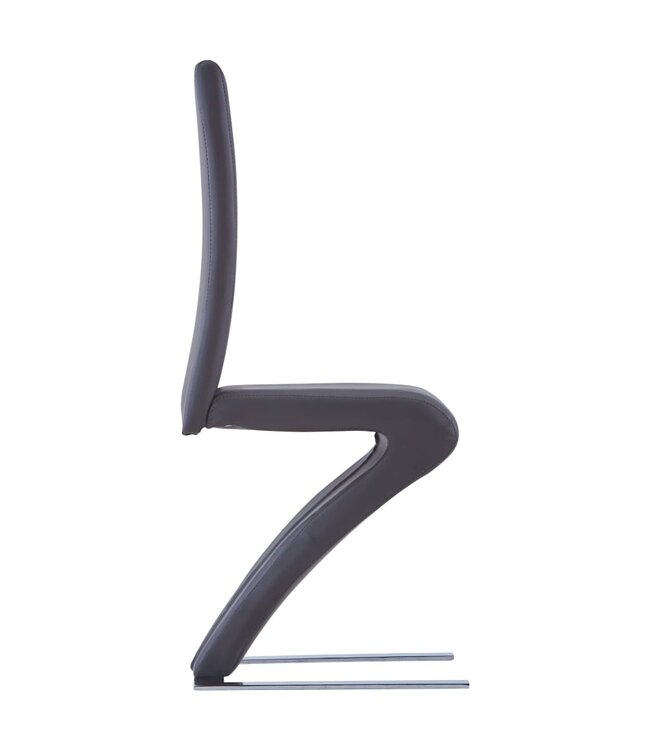 Eetkamerstoelen met zigzag-vorm 6 st kunstleer grijs