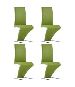 Eetkamerstoelen met zigzag-vorm 4 st kunstleer groen