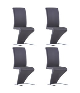 Eetkamerstoelen met zigzag-vorm 4 st kunstleer grijs