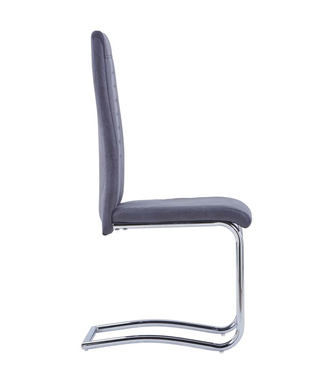 Eetkamerstoelen 6 st kunstsuède grijs