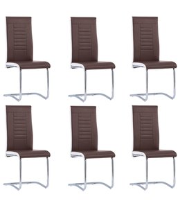 Eetkamerstoelen 6 st kunstleer bruin