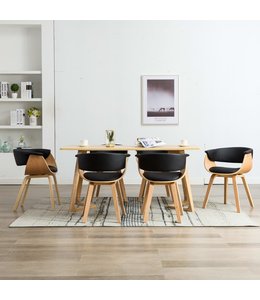 Eetkamerstoelen 6 st gebogen hout en kunstleer zwart