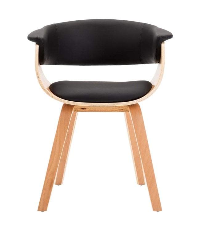 Eetkamerstoelen 4 st gebogen hout en kunstleer zwart