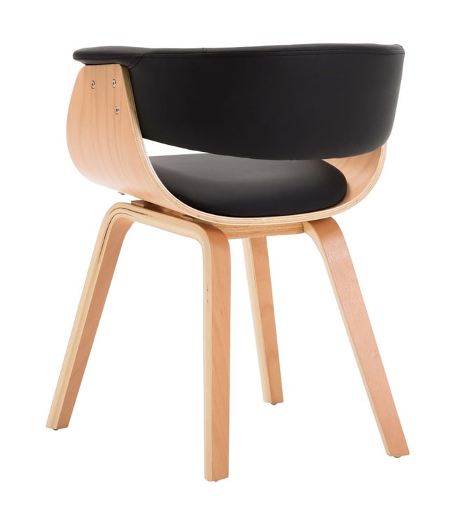 Eetkamerstoelen 4 st gebogen hout en kunstleer zwart