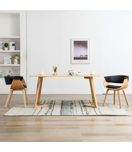 Eetkamerstoelen 2 st gebogen hout en kunstleer zwart