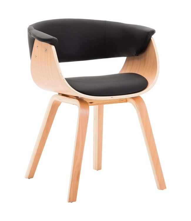 Eetkamerstoelen 2 st gebogen hout en kunstleer zwart