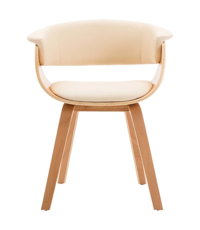 Eetkamerstoelen 6 st gebogen hout en kunstleer crème