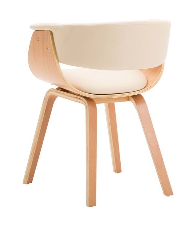 Eetkamerstoelen 6 st gebogen hout en kunstleer crème
