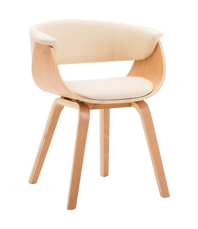 Eetkamerstoelen 2 st gebogen hout en kunstleer crème