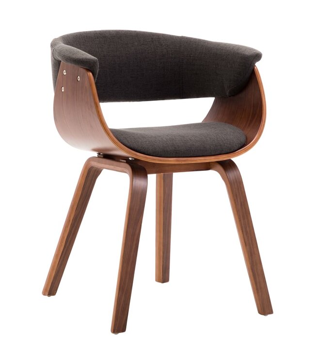 Eetkamerstoelen 4 st gebogen hout en stof grijs