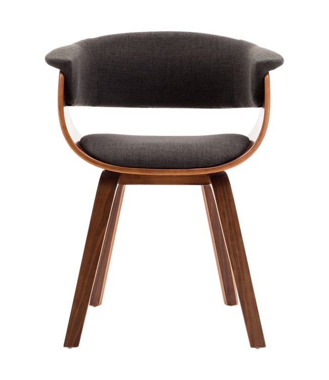 Eetkamerstoelen 4 st gebogen hout en stof grijs