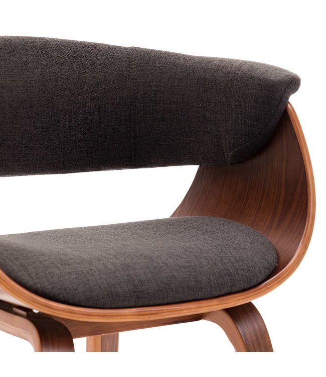 Eetkamerstoelen 4 st gebogen hout en stof grijs