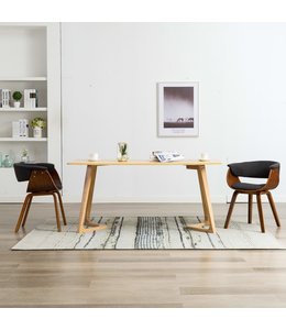 Eetkamerstoelen 2 st gebogen hout en stof grijs
