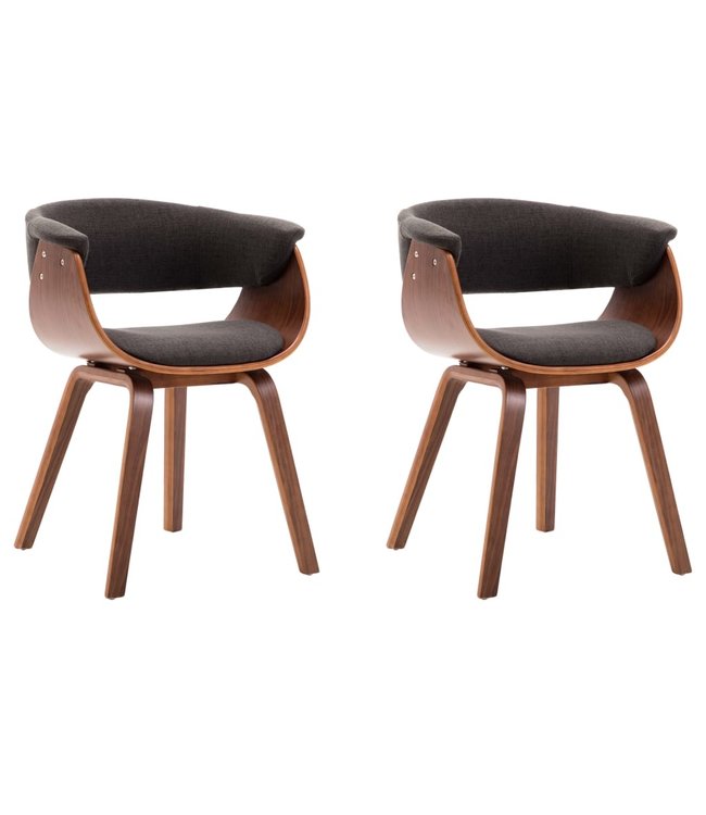 Eetkamerstoelen 2 st gebogen hout en stof grijs