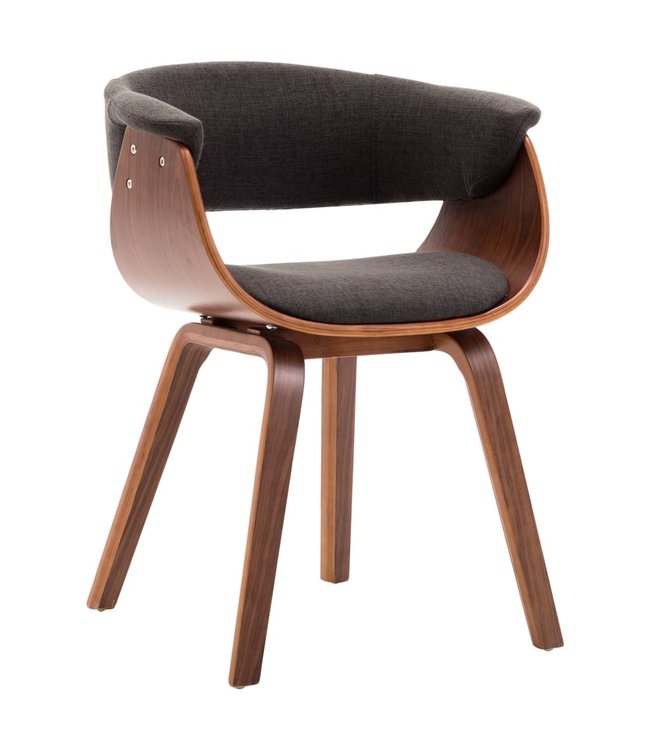 Eetkamerstoelen 2 st gebogen hout en stof grijs