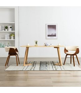 Eetkamerstoelen 2 st gebogen hout en kunstleer crème