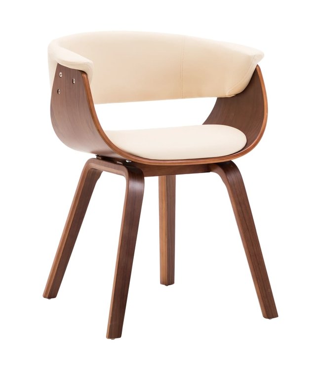 Eetkamerstoelen 2 st gebogen hout en kunstleer crème