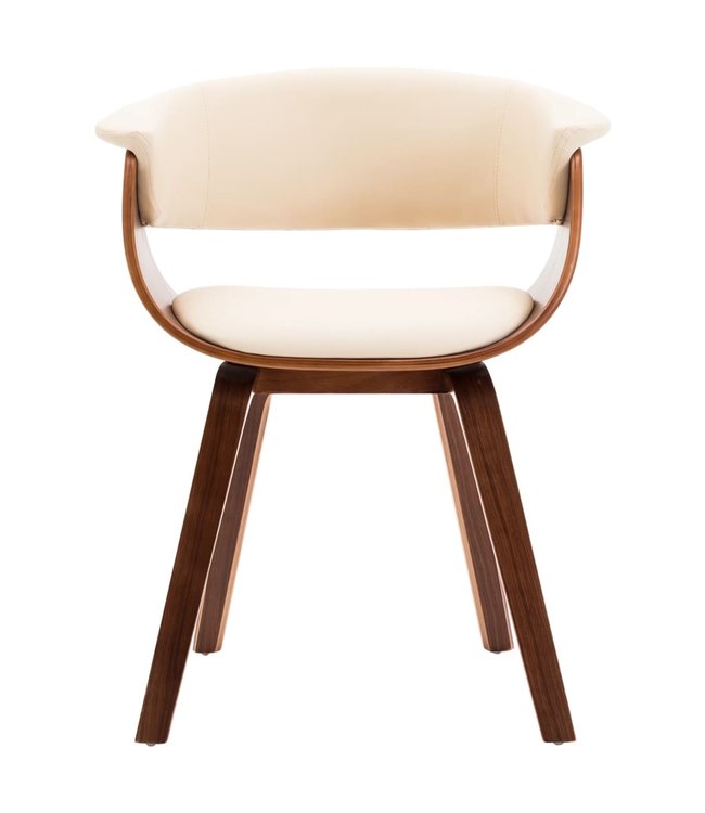 Eetkamerstoelen 2 st gebogen hout en kunstleer crème