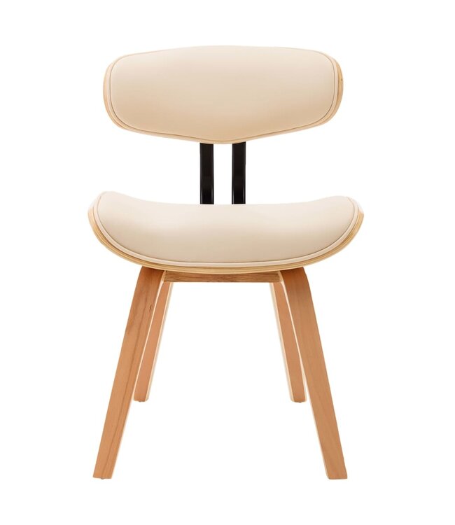 Eetkamerstoelen 6 st gebogen hout en kunstleer crème