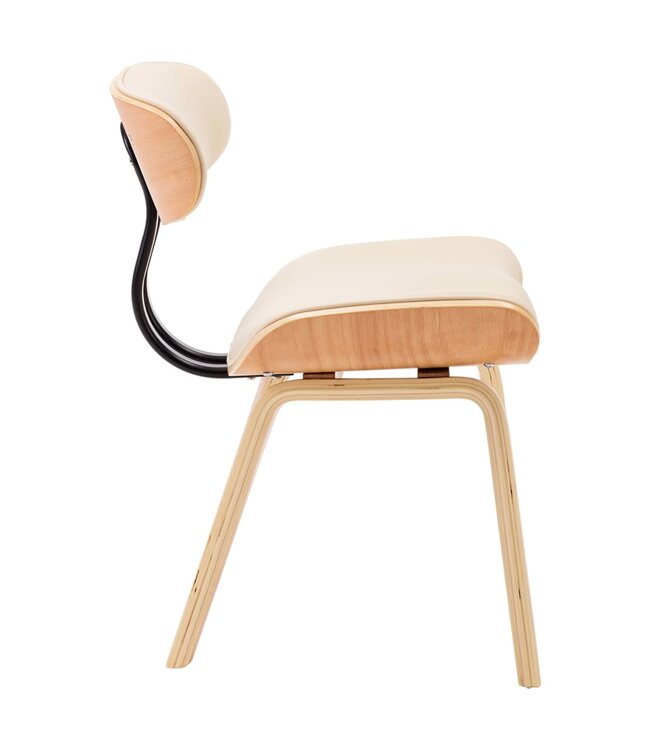 Eetkamerstoelen 6 st gebogen hout en kunstleer crème