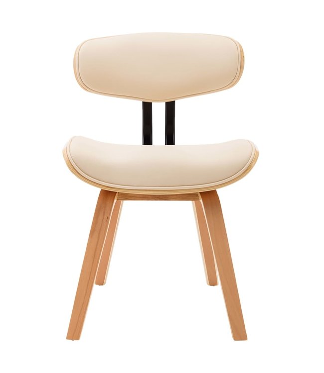 Eetkamerstoelen 4 st gebogen hout en kunstleer crème