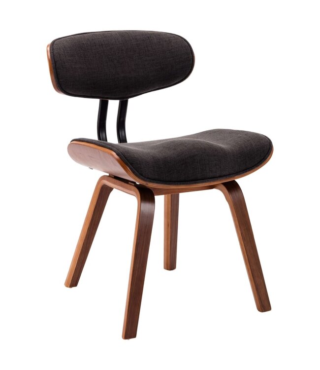 Eetkamerstoelen 4 st gebogen hout en stof grijs