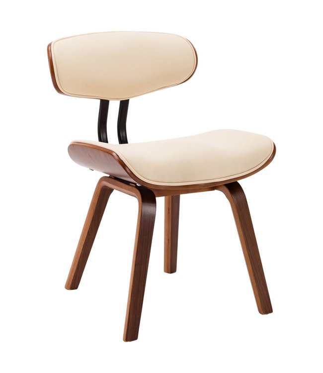 Eetkamerstoelen 4 st gebogen hout en kunstleer crème